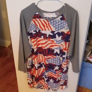 Lularoe Patriotic Raglan Top Size 3x